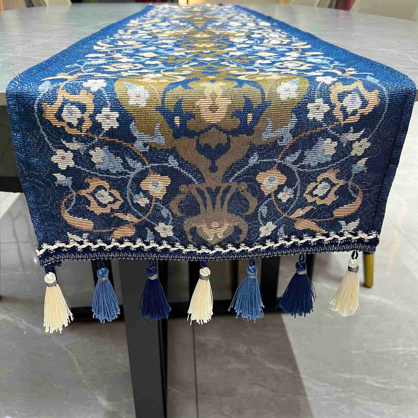 Middle Eastern Luxury Table Runner (Blue & Gold) - Fucolina
