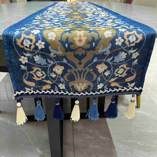 Middle Eastern Luxury Table Runner (Blue & Gold) - Fucolina