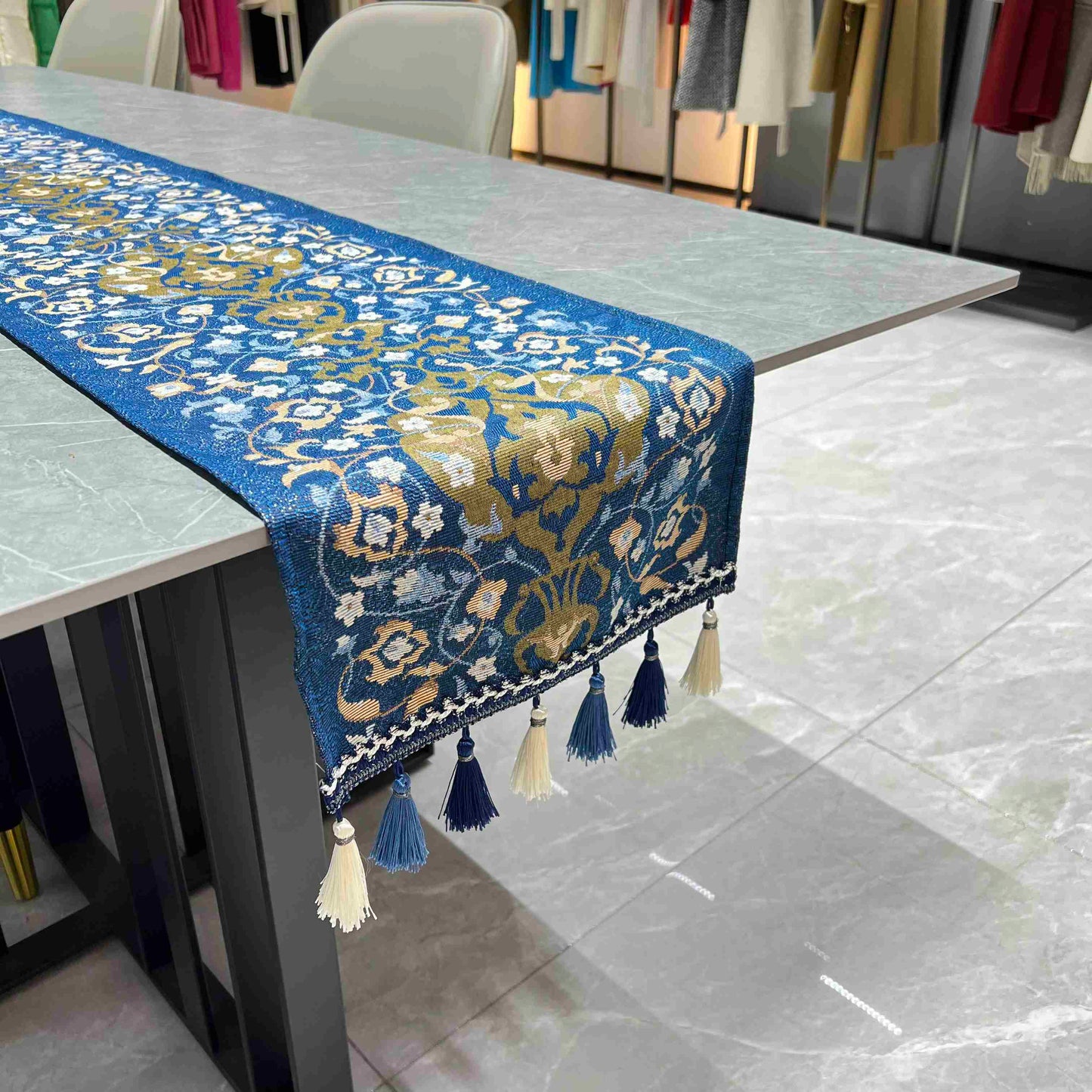 Middle Eastern Luxury Table Runner (Blue & Gold) - Fucolina