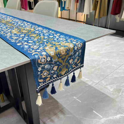Middle Eastern Luxury Table Runner (Blue & Gold) - Fucolina
