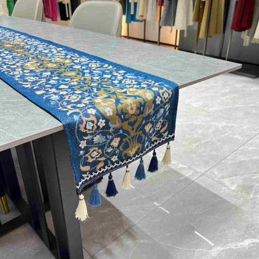 Middle Eastern Luxury Table Runner (Blue & Gold) - Fucolina