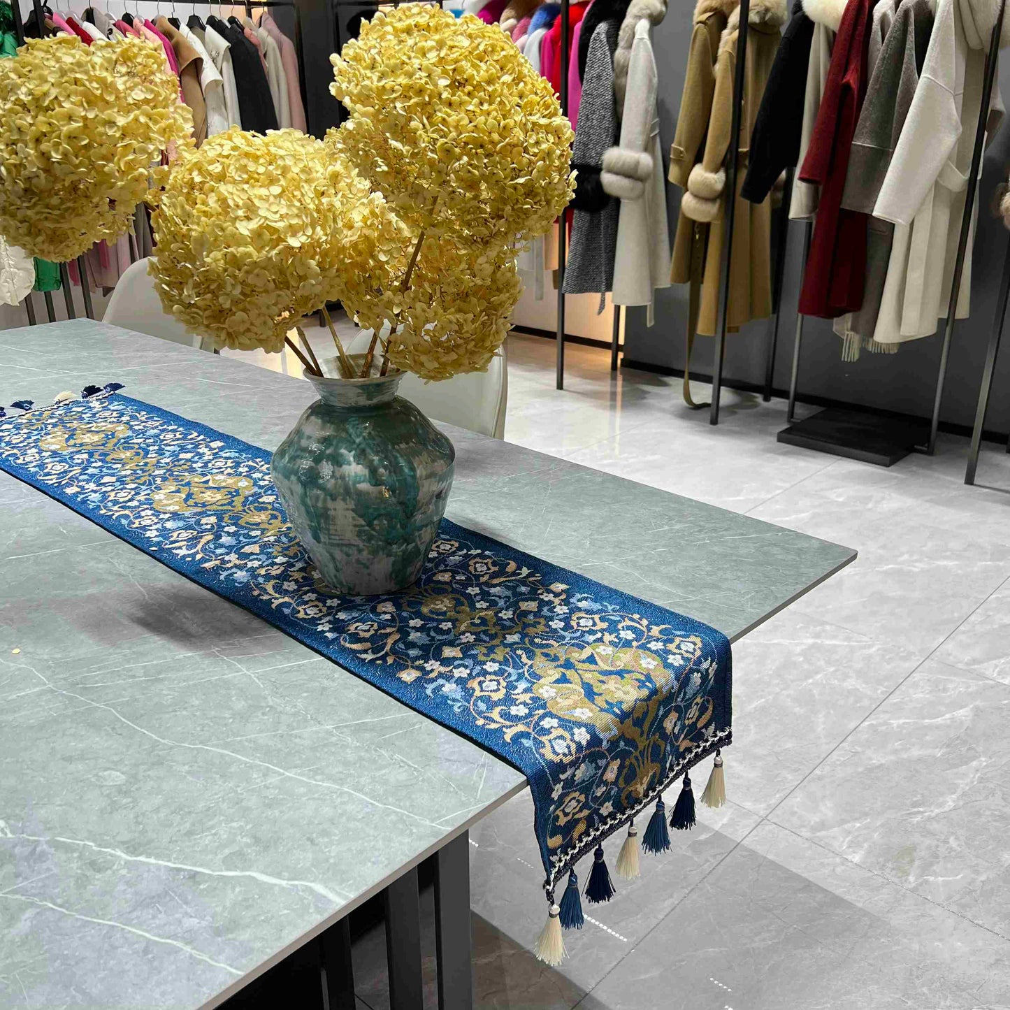 Middle Eastern Luxury Table Runner (Blue & Gold) - Fucolina