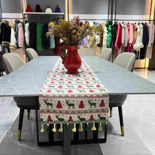 Christmas Table Runner (red and green Reindeer) - Fucolina