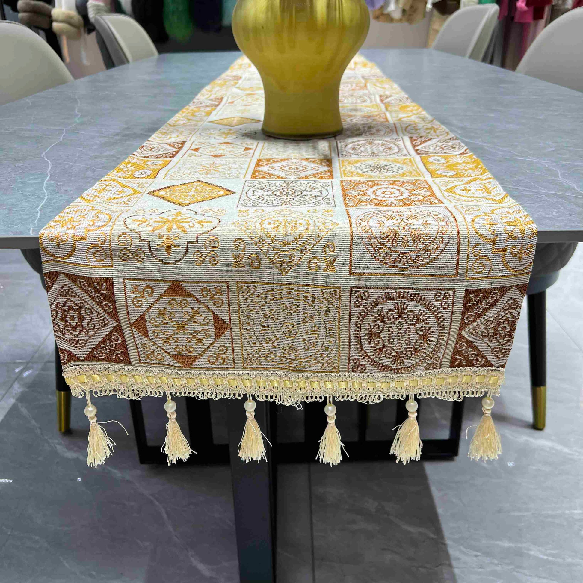 Geometric Table Runner (Golden Squares) - Fucolina