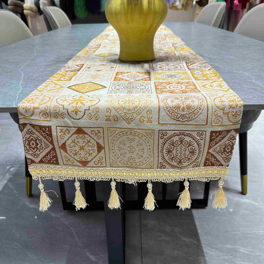 Geometric Table Runner (Golden Squares) - Fucolina