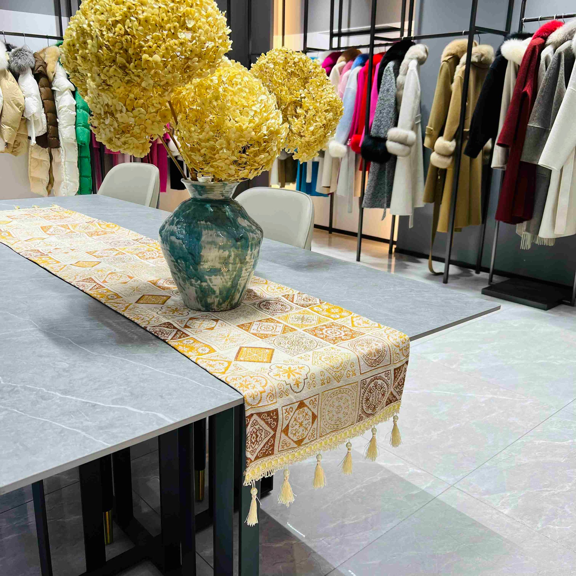 Geometric Table Runner (Golden Squares) - Fucolina