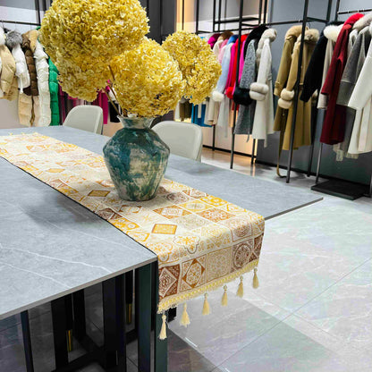 Geometric Table Runner (Golden Squares) - Fucolina
