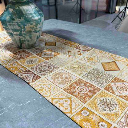 Geometric Table Runner (Golden Squares) - Fucolina