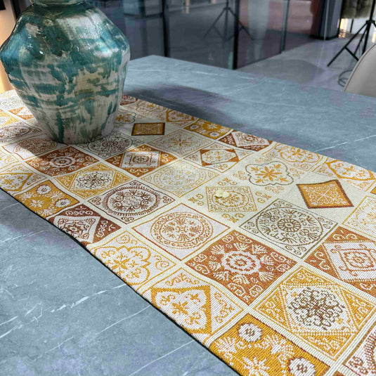 Geometric Table Runner (Golden Squares) - Fucolina