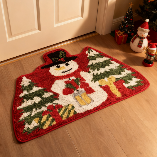 Vintage Christmas Snowman Tufted Rug | Festive Holiday Accent Floor Mat - Fucolina