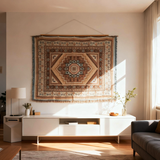 Bohemian Medallion Woven Tapestry Blanket | Persian Style Geometric Wall Decor - Fucolina