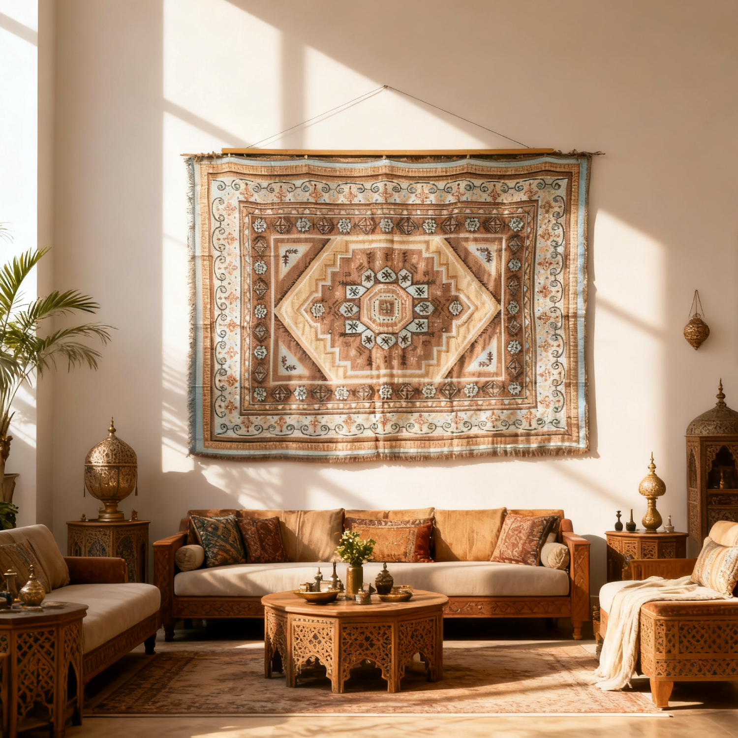 Bohemian Medallion Woven Tapestry Blanket | Persian Style Geometric Wall Decor - Fucolina