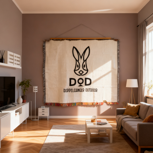 DOD (Doppelganger Outdoor) Logo Woven Blanket | Camping & Outdoor Brand Tapestry - Fucolina