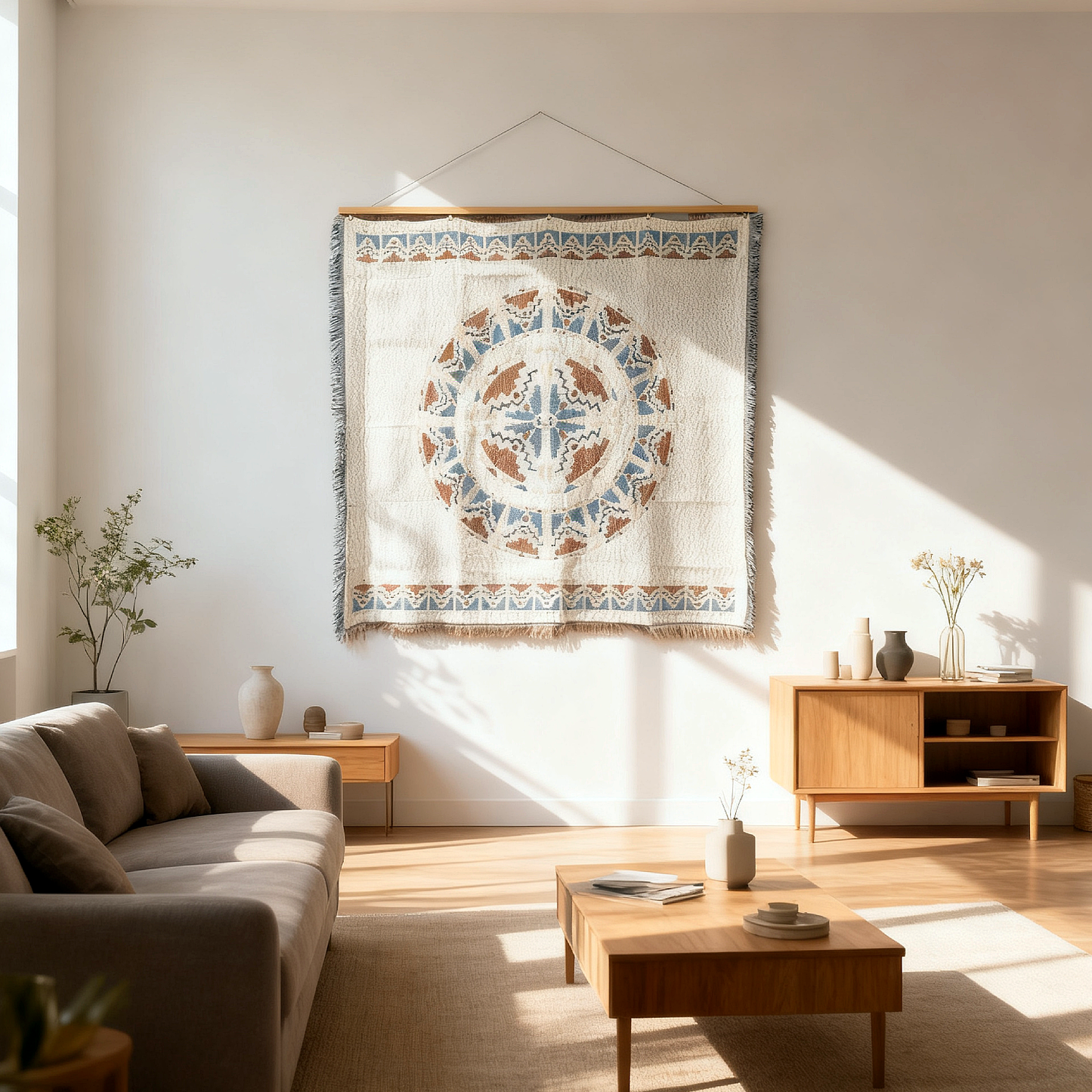 Geometric Mandala Woven Tapestry Blanket | Bohemian Southwestern Wall Decor - Fucolina