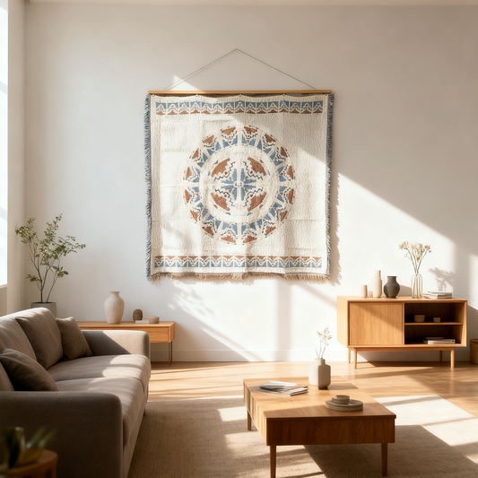 Geometric Mandala Woven Tapestry Blanket | Bohemian Southwestern Wall Decor - Fucolina