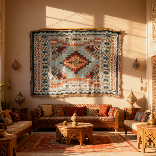 Vibrant Southwestern Aztec Woven Tapestry | Geometric Tribal Boho Blanket - Fucolina