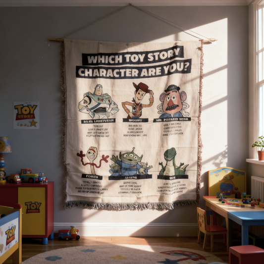 "Which Toy Story Character Are You?" Woven Tapestry | Pixar Fan Art Blanket - Fucolina