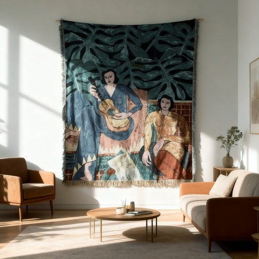 "The Musicians" Abstract Art Woven Tapestry | Matisse Inspired Botanical Decor - Fucolina