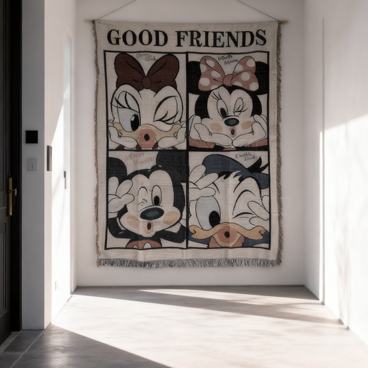 "Good Friends" Disney Woven Tapestry | Mickey, Minnie, - Fucolina