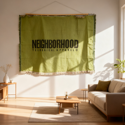 NEIGHBORHOOD Technical Apparel Logo Woven Blanket | Streetwear Hypebeast Tapestry - Fucolina