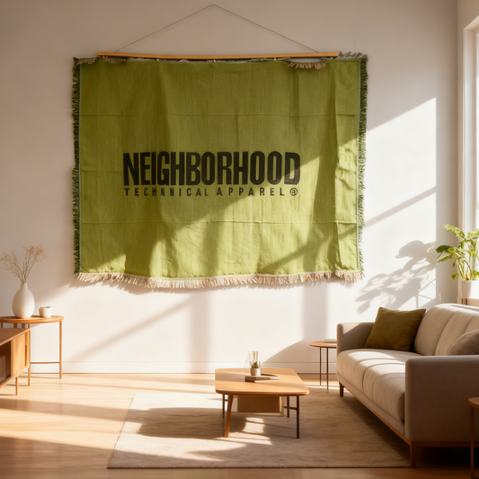 NEIGHBORHOOD Technical Apparel Logo Woven Blanket | Streetwear Hypebeast Tapestry - Fucolina