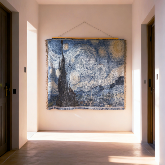"The Starry Night" by Vincent van Gogh Woven Tapestry | Famous Art Blanket - Fucolina
