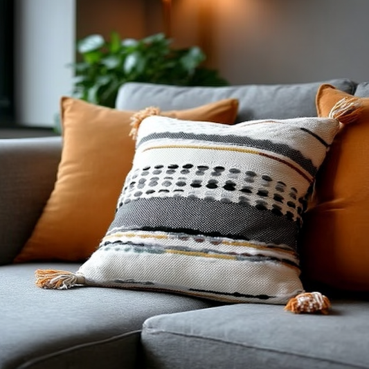 Handwoven Patchwork Tassel Cushion (YS5026-1) - Fucolina