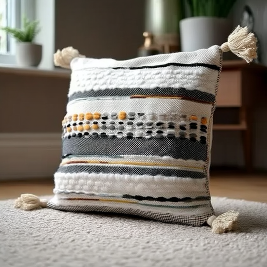 Handwoven Patchwork Tassel Cushion (YS5026-1) - Fucolina