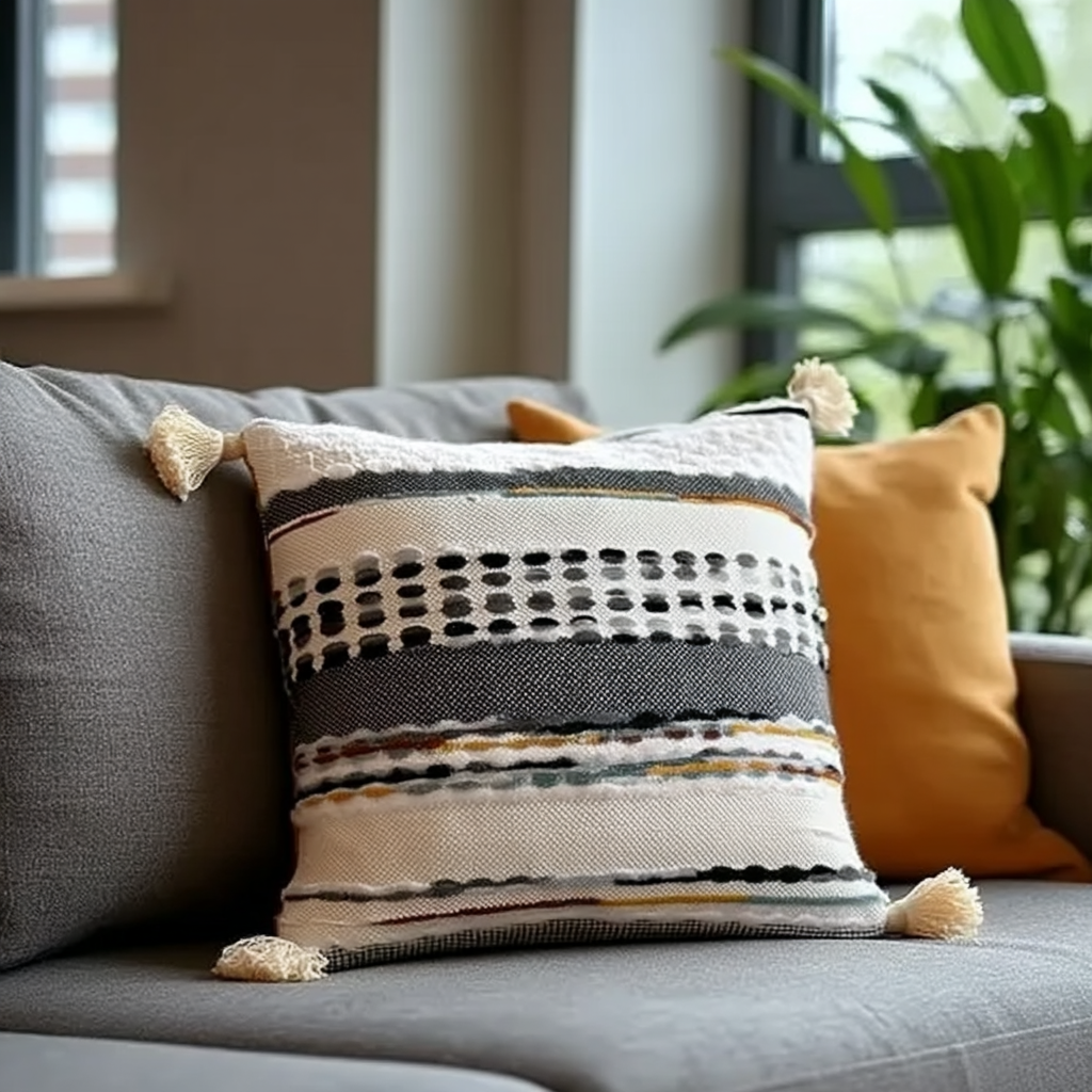 Handwoven Patchwork Tassel Cushion (YS5026-1) - Fucolina