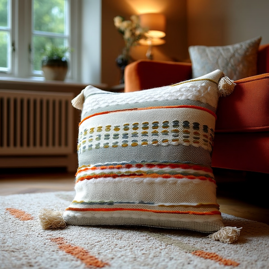 Handwoven Patchwork Tassel Cushion (YS5026-2) - Fucolina