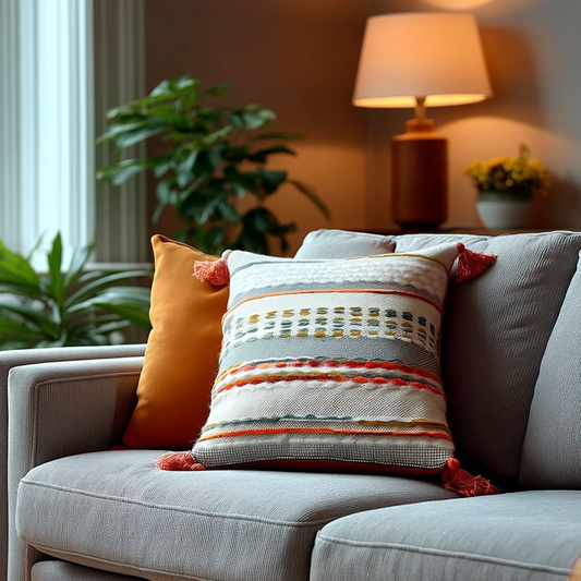 Handwoven Patchwork Tassel Cushion (YS5026-2) - Fucolina