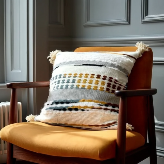 Handwoven Patchwork Tassel Cushion (YS5026-3) - Fucolina