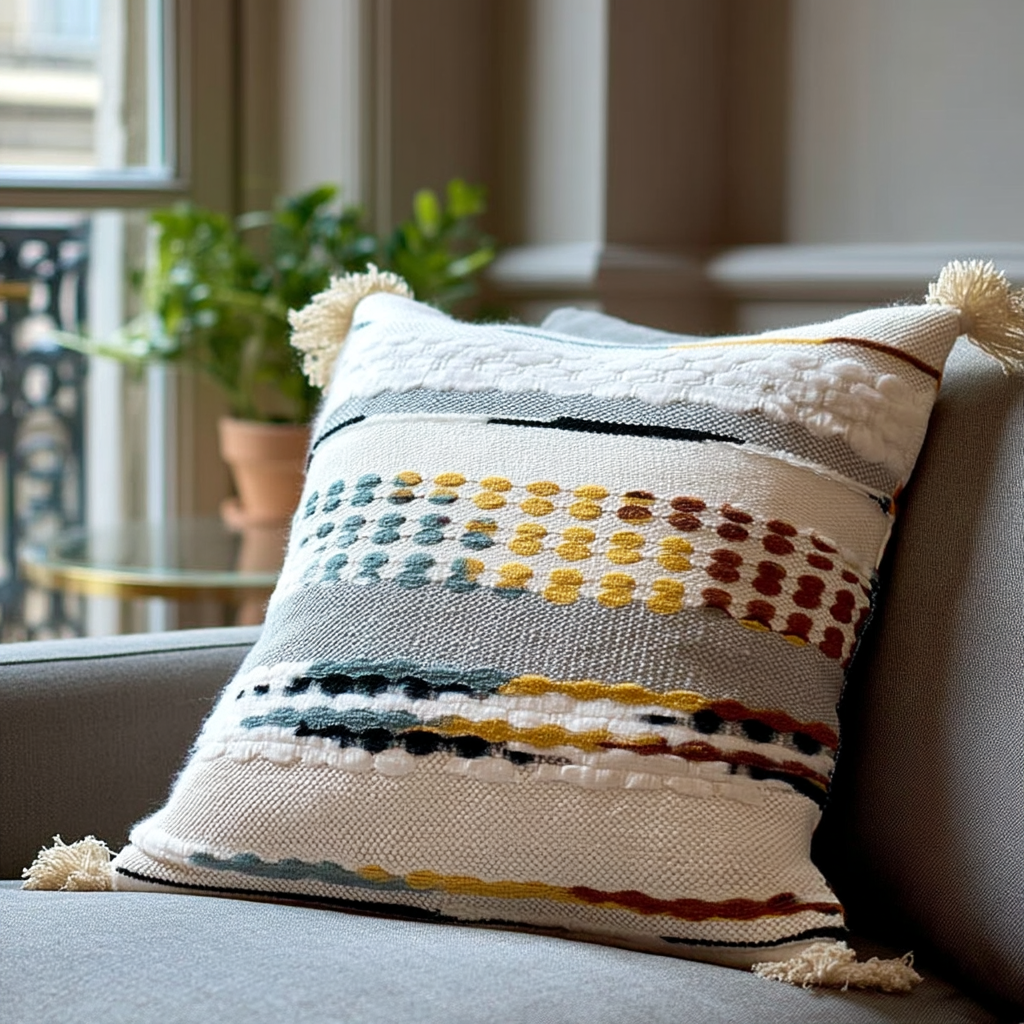 Handwoven Patchwork Tassel Cushion (YS5026-3) - Fucolina