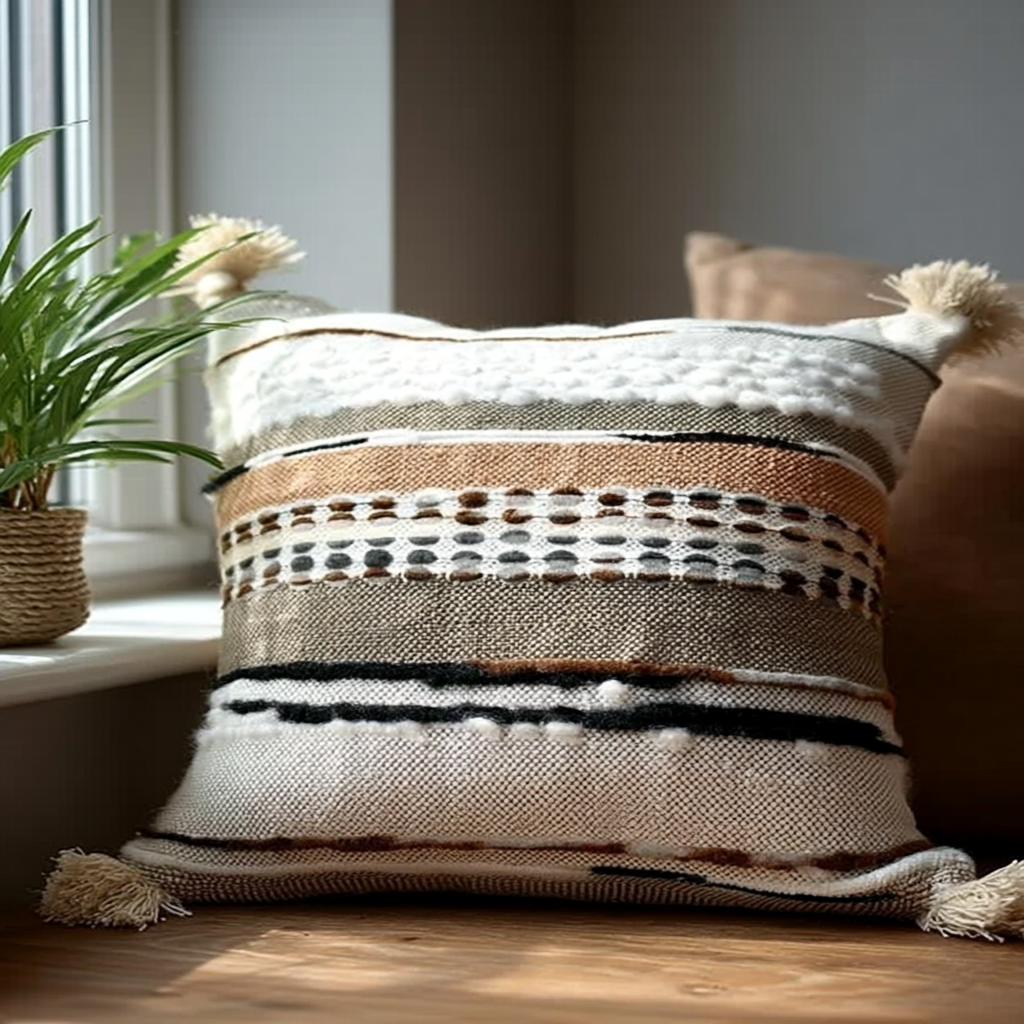 Handwoven Patchwork Tassel Cushion (YS5026-4) - Fucolina