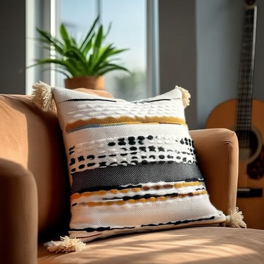 Handwoven Patchwork Tassel Cushion (YS5026-5) - Fucolina