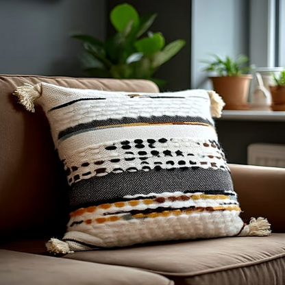 Handwoven Patchwork Tassel Cushion (YS5026-5) - Fucolina