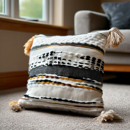 Handwoven Patchwork Tassel Cushion (YS5026-5) - Fucolina