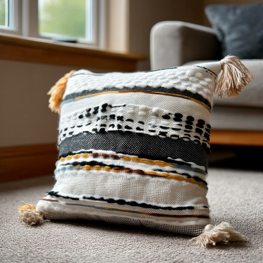Handwoven Patchwork Tassel Cushion (YS5026-5) - Fucolina