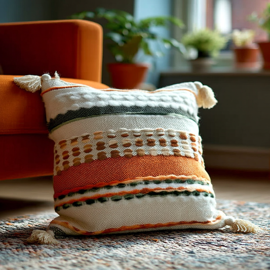 Handwoven Patchwork Tassel Cushion (YS5026-6) - Fucolina