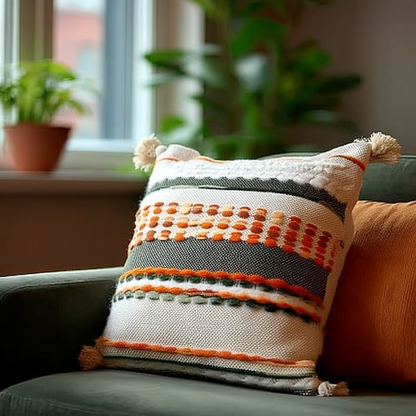 Handwoven Patchwork Tassel Cushion (YS5026-6) - Fucolina