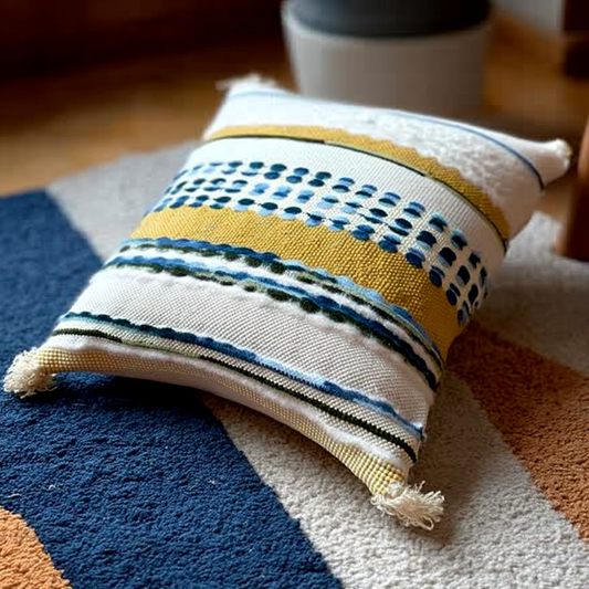 Handwoven Patchwork Tassel Cushion (YS5026-7) - Fucolina