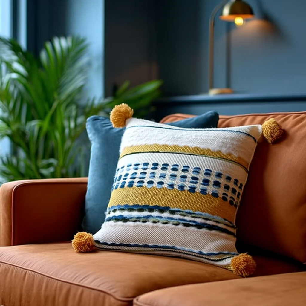 Handwoven Patchwork Tassel Cushion (YS5026-7) - Fucolina
