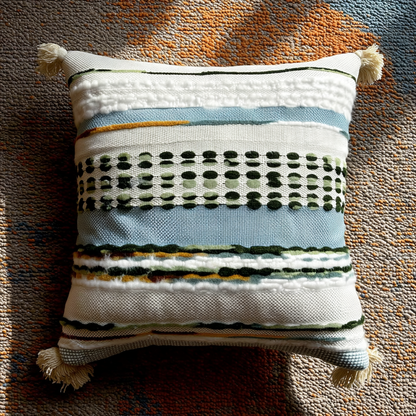 Handwoven Patchwork Tassel Cushion (YS5026-8) - Fucolina