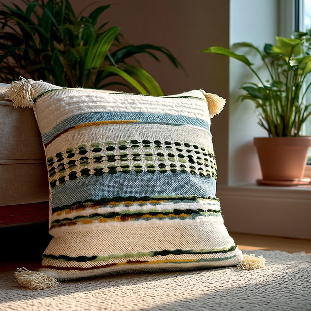Handwoven Patchwork Tassel Cushion (YS5026-8) - Fucolina