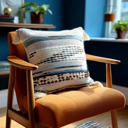 Handwoven Patchwork Tassel Cushion (YS5031-1) - Fucolina