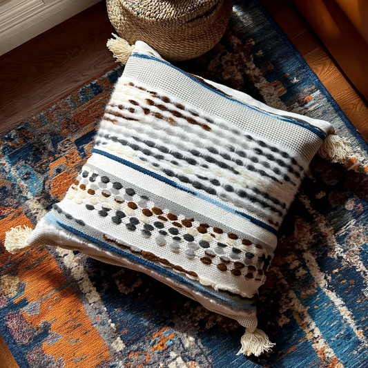 Handwoven Patchwork Tassel Cushion (YS5031-1) - Fucolina