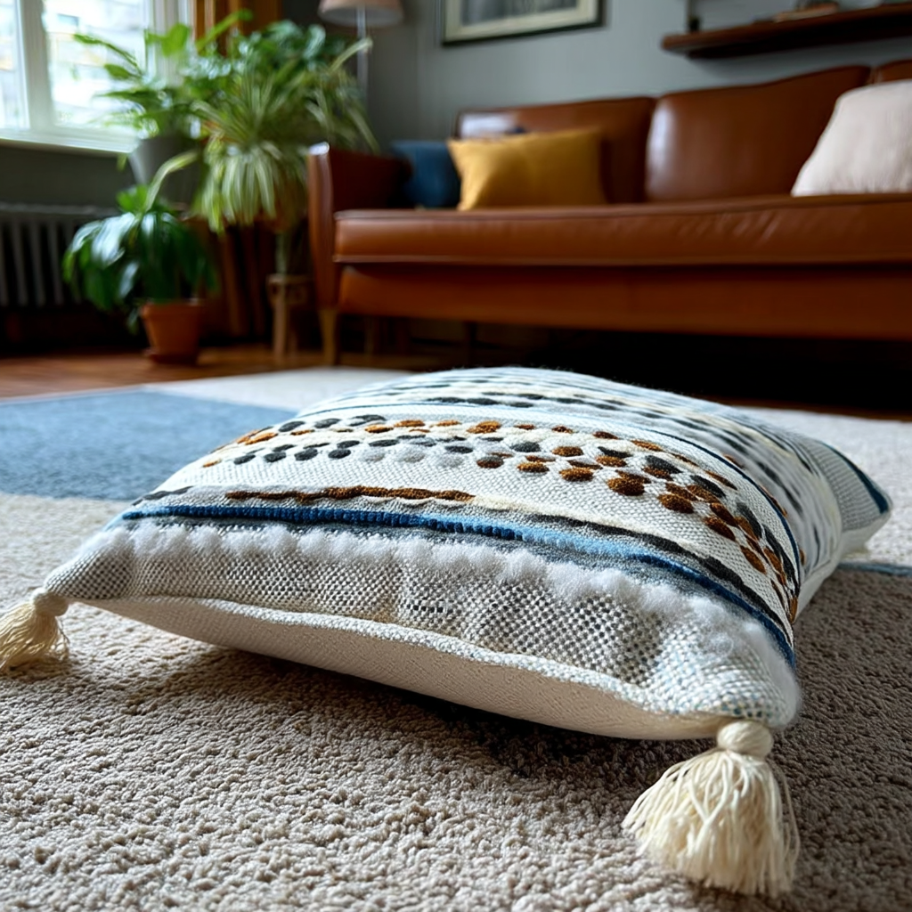 Handwoven Patchwork Tassel Cushion (YS5031-1) - Fucolina