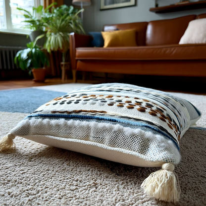 Handwoven Patchwork Tassel Cushion (YS5031-1) - Fucolina