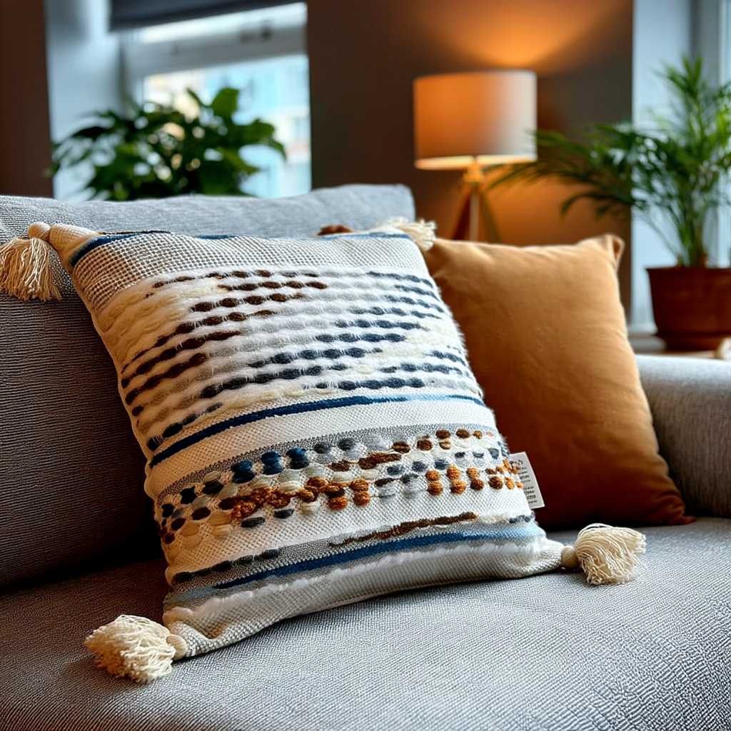 Handwoven Patchwork Tassel Cushion (YS5031-1) - Fucolina