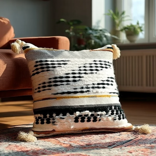 Handwoven Patchwork Tassel Cushion (YS5031-2) - Fucolina